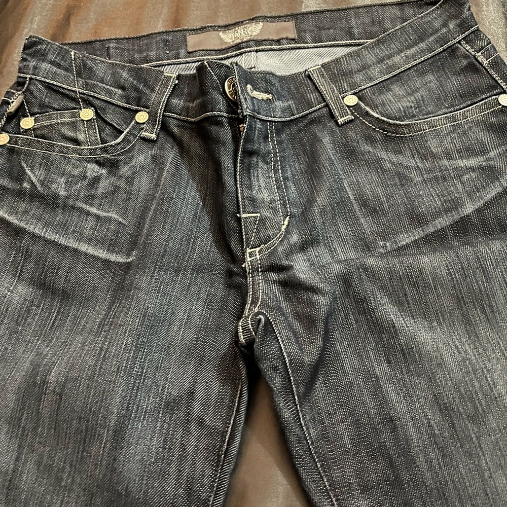 Rock & Republic Black Straight Jeans with Contrast Stitching